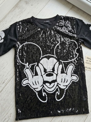 Disney Mickey Mouse μαύρο μπλουζάκι με παγιέτες XXL Prima Donna σαν καινούργιο