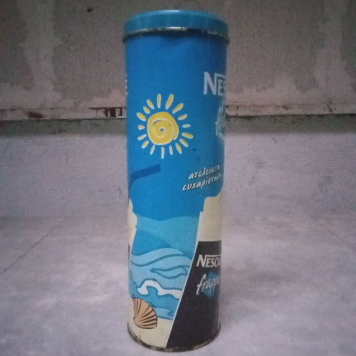Vintage collectible Nes coffee aluminum tin used, 1990s