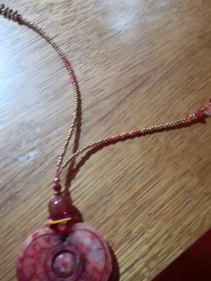 Carnelian/Hematite Necklace new with gold-plated silk for evil eye