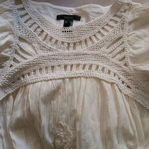 Mango broderie dress, ecru, cotton fabric