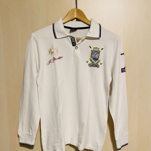 La Martina cotton pique women's polo shirt, white, size M