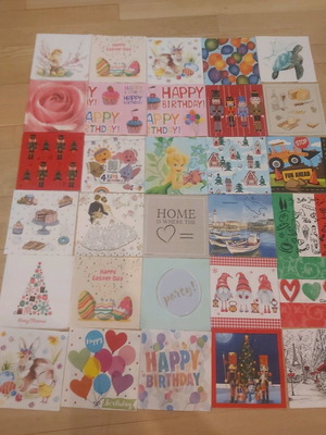 Collection of 74 new napkins with themed designs