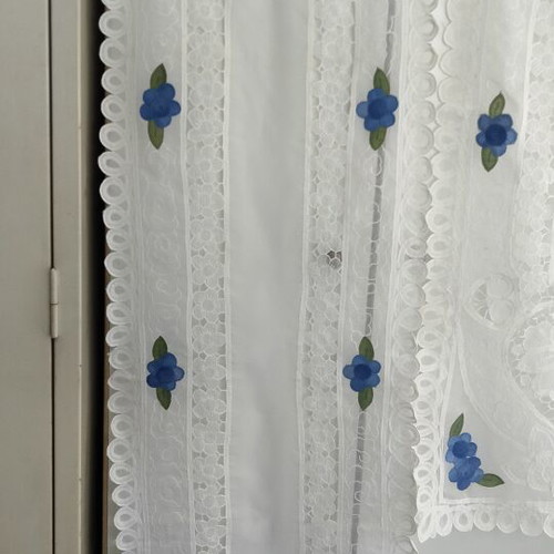 Vintage set of 2 handmade organza table runners with embroidery