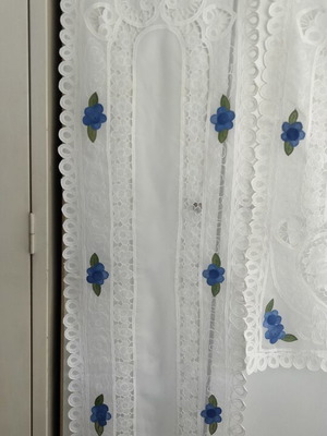 Vintage set of 2 handmade organza table runners with embroidery