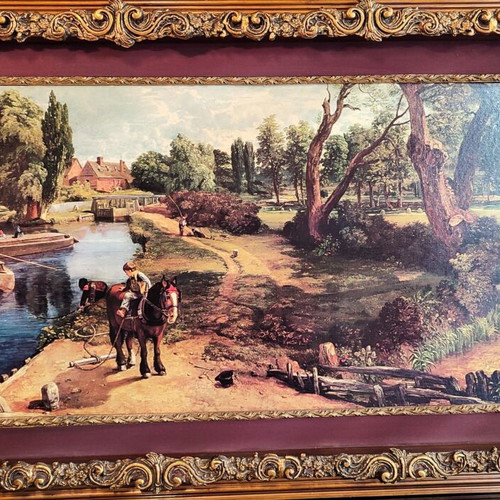 Vintage Flatford Mill Print by John Constable with Large Carved Frame used