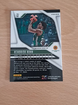 Panini Prizm Euroleague Kendrick Nunn card new