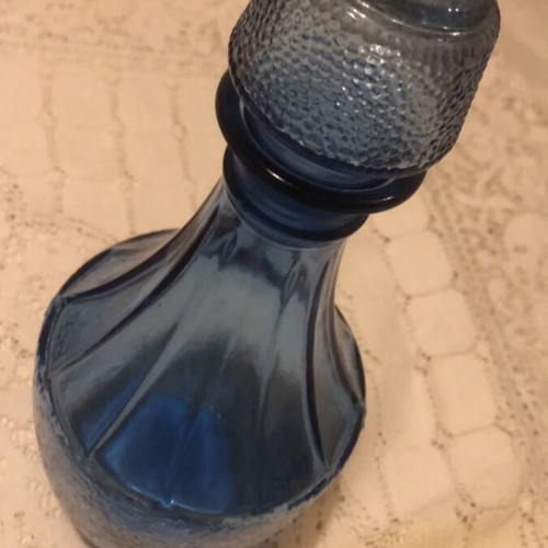 Vintage Italian Empoli Blue Cobalt Glass Liqueur Decanter like new