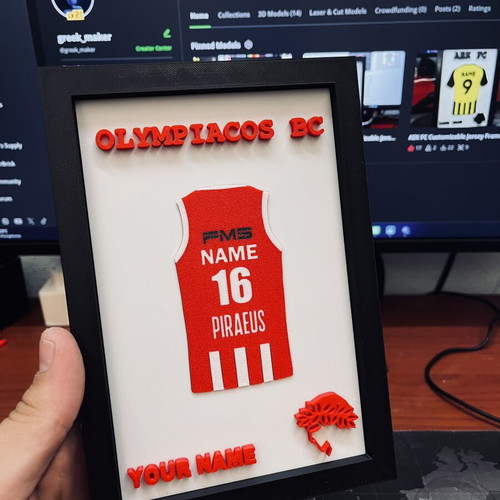 Custom Olympiacos Jersey Frame with Name and Number