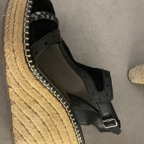 Tommy Hilfiger platform sandals used, leather and straw, size 39