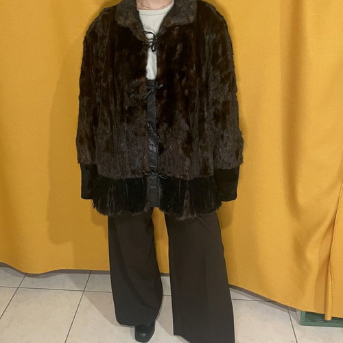 Mink fur coat like new, black, size L