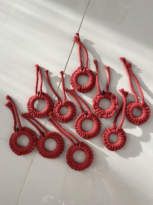 Στολίδια Macrame μπορντώ, πακέτο 10, σαν καινούργια