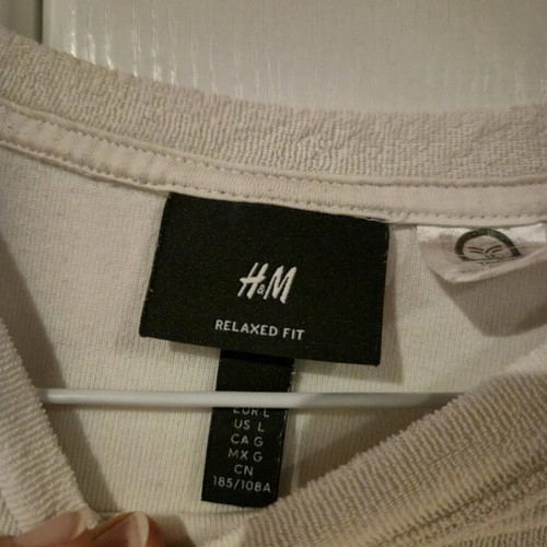 H&M Crop Top Relaxed Fit terry fabric like new, white, size L