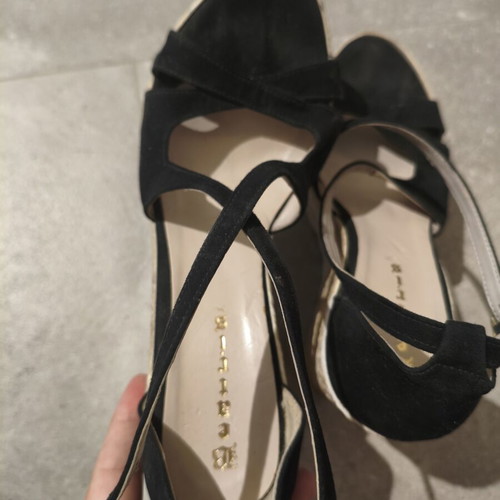 Beatris Black Suede Platform Espadrilles Like New, Size 37