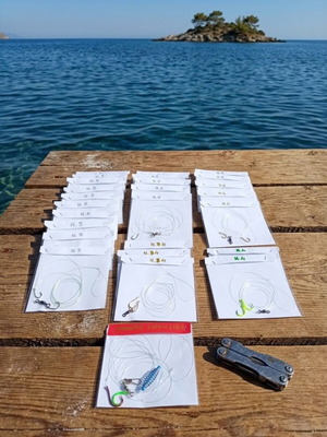 Handmade fishing leaders pack of 25, sizes 4, 5, 6 plus 1 Malagra leader