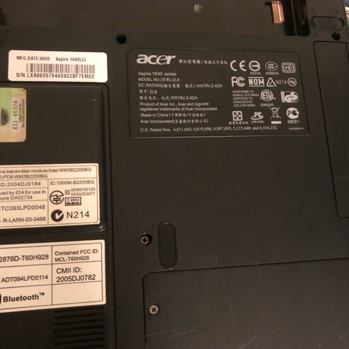 Acer Aspire 1640 Series Laptop μεταχειρισμένο για ανταλλακτικά