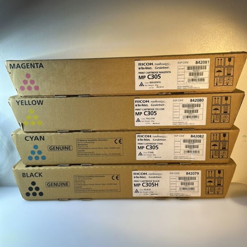 Ricoh MP C305 Laser Toner Cyan, Yellow, Magenta 4000 Pages and Black 12000 Pages New