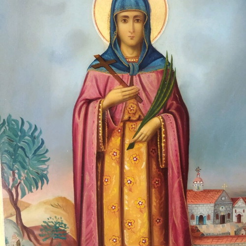 Handmade collectible icon of Saint Chrysi, 1902