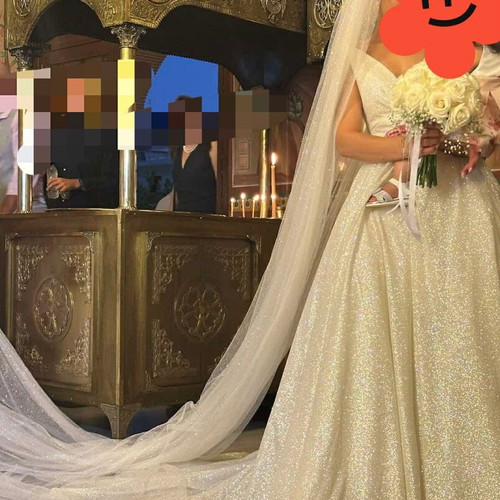 Primalicia wedding dress size XS/S like new, white with glitter and long veil