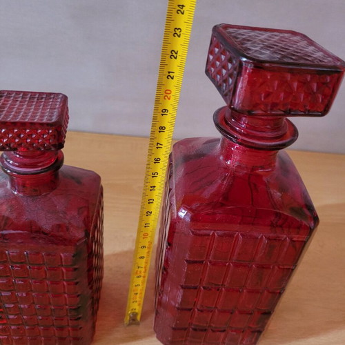 Decorative red glass pitchers and vases like new