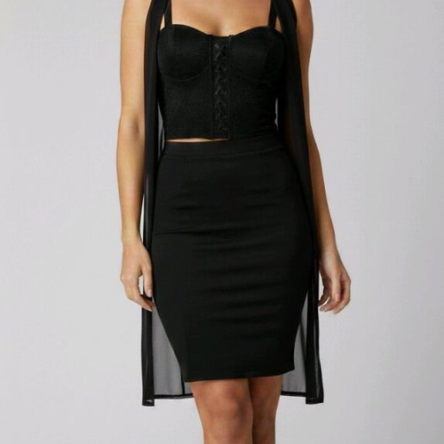 Clothing set used black small with corset top, skirt and vest