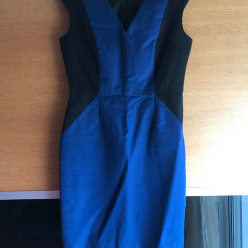 ZARA Dress Medium Two-Tone Blue and Black Used Slim Fit