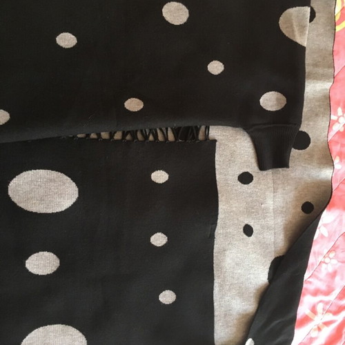Scarf like new with sleeve in black and gray polka dot design