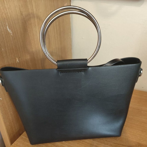 Zara mini tote bag like new, black with silver handles
