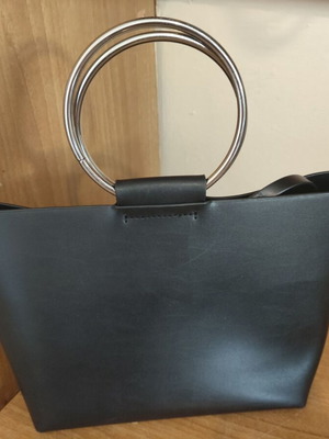 Zara mini tote bag like new, black with silver handles