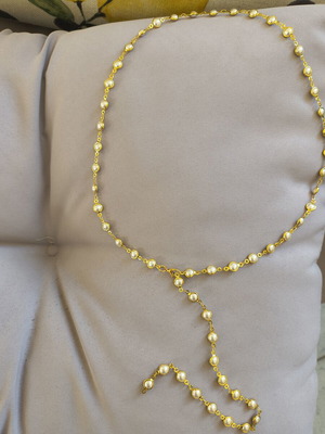 Classic women's necklace the tie new, white and gold