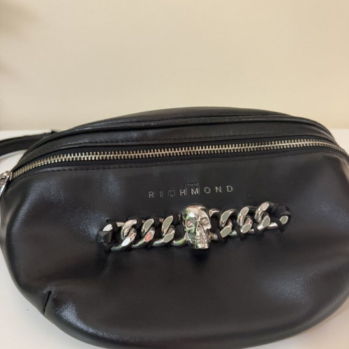 John Richmond black belt bag crossbody with skull and chain