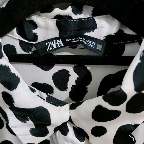 Zara animal print shirt used, size M, black and white