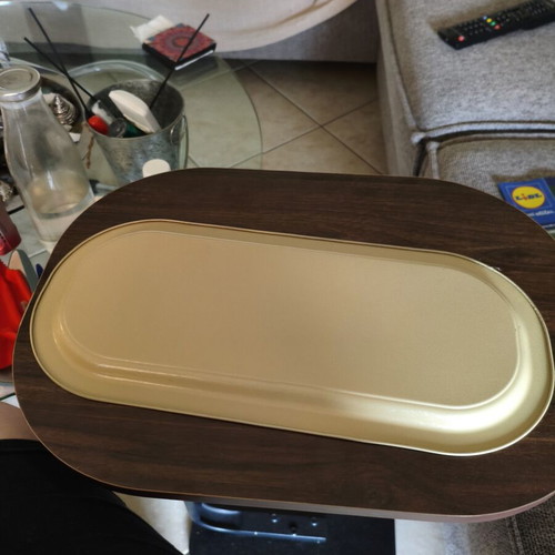 Metal tray new with floral decoration for serving and decor