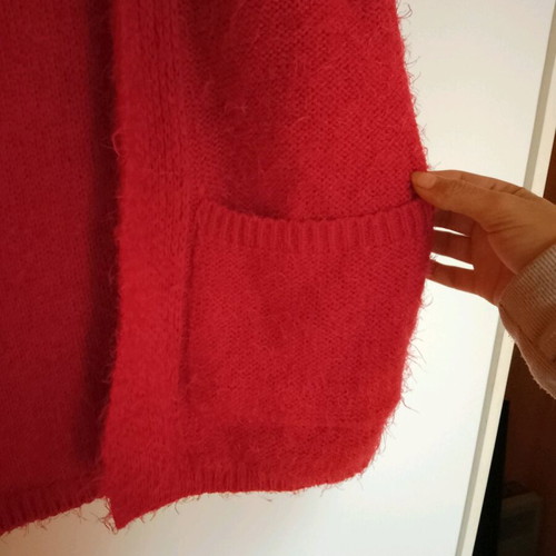 Red fluffy Tally Welly cardigan XXS like new with pockets
