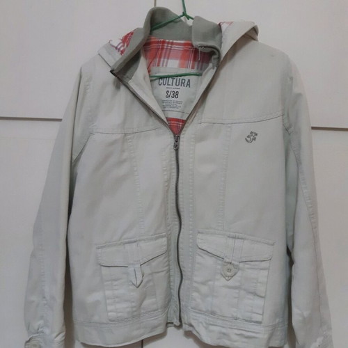 Jacket with hood like new, white, size S