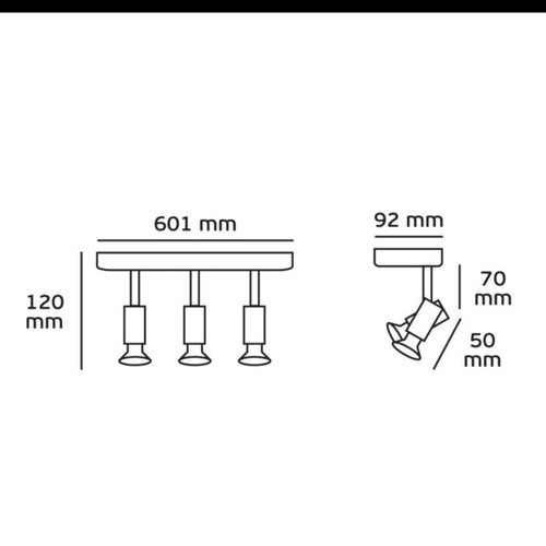 VK Ceiling Light Spot Gu10 Max 3x35w Nickel Matte new
