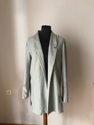 Stradivarius women's jacket used, grey with stripes size M