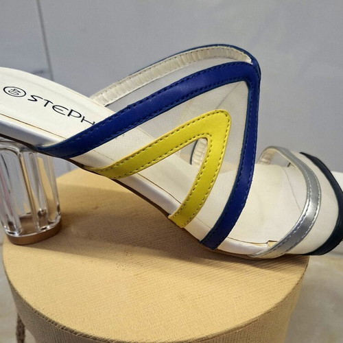 Stephan Sandals New Size 40 Blue Gold with Transparent Heel