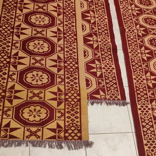 Wool rug runner set like new, 3 pieces burgundy-beige