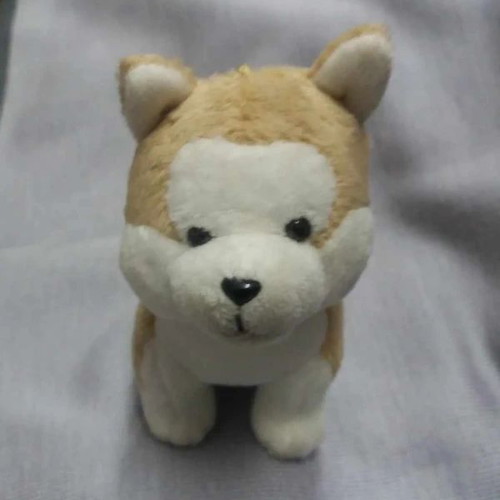 Dog Keychain new, white and beige