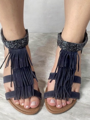 Xti blue suede boho sandals like new, women's size 36-36.5