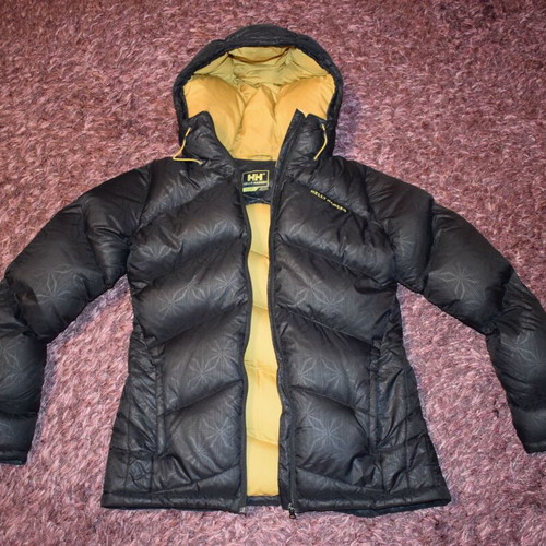 Helly Hansen women's down jacket with snowflakes size S used, black