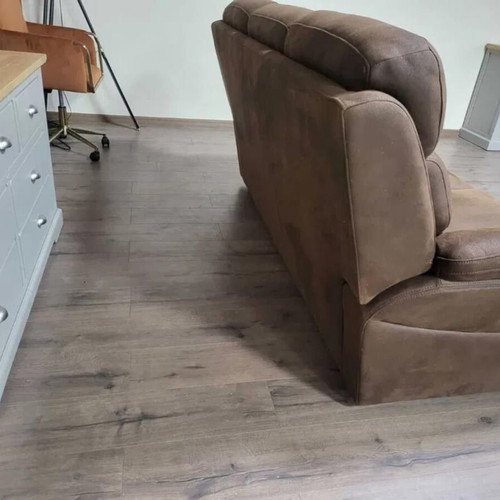 Brown fabric sofa three-seater new