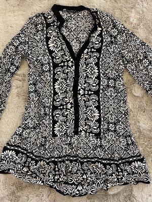 Zara mini dress airy ethnic style like new, black and white