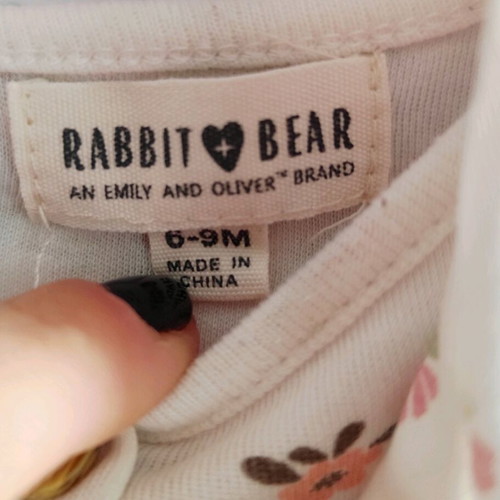 Rabbit Bear Overall with Matching Ribbon 6-9 M Like New