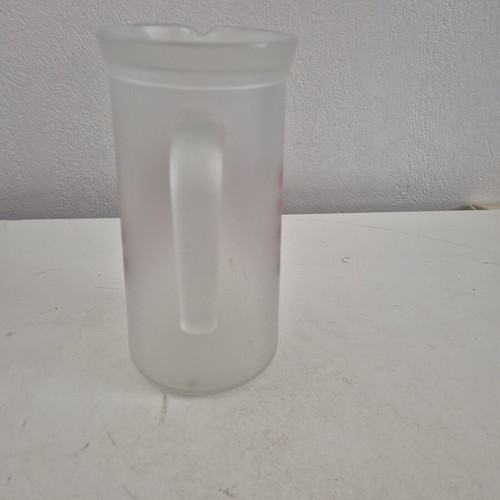 Glass Pitcher Frosted with Floral Design new