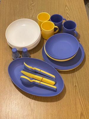 Picnic set made of plastic like new with carrying case
