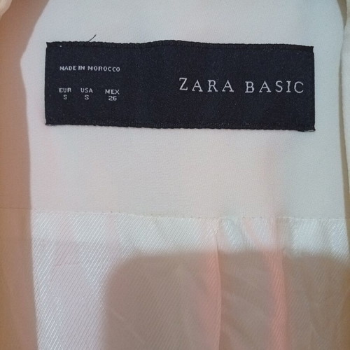 Zara Basic modern long sleeveless jacket with shoulder pads, off-white