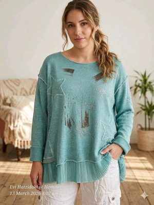 Oversized blouse special details like new, turquoise, size L