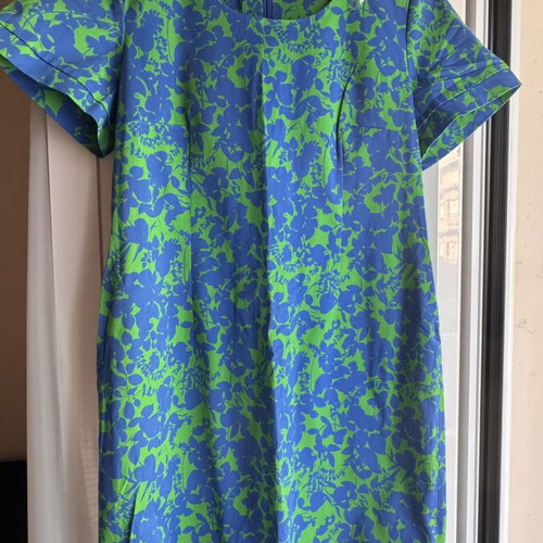 Baziana SS22 dress with blue and green floral pattern, new