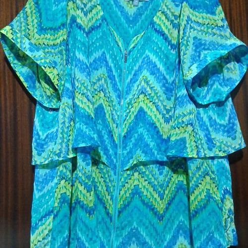NY Collection Woman Plus Size Blouse 2XL, colorful zigzag pattern